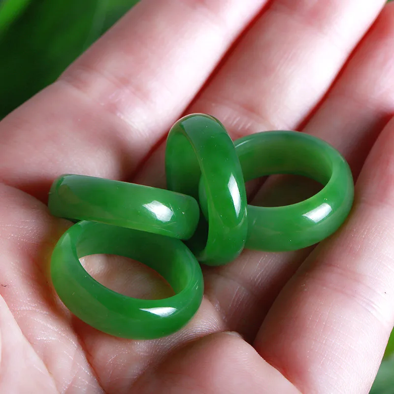 Wedding Zone - Natural verde hetian jade anel chinês