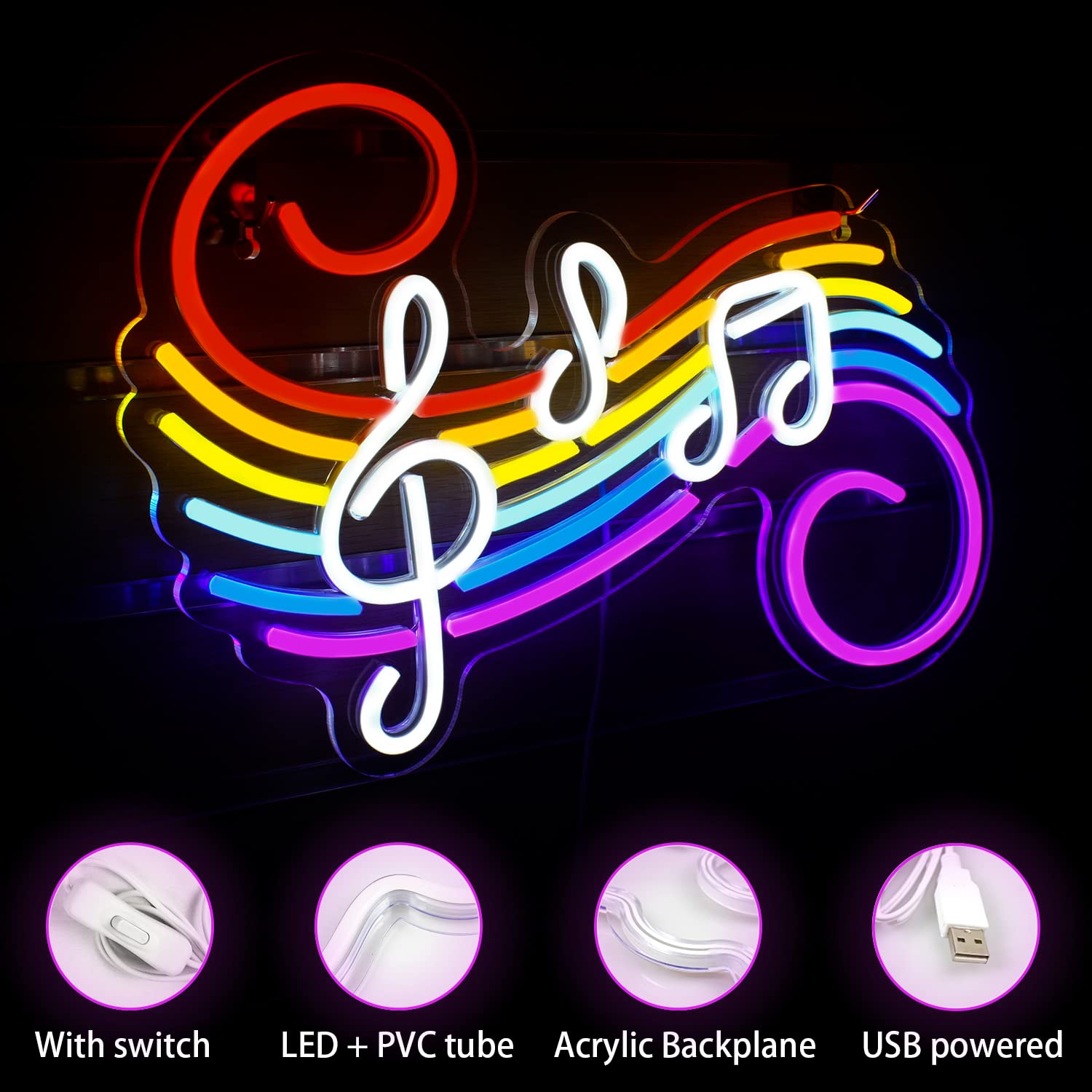 Letreiro Neon de Notas Musicai - Wedding Led avaliação e preço