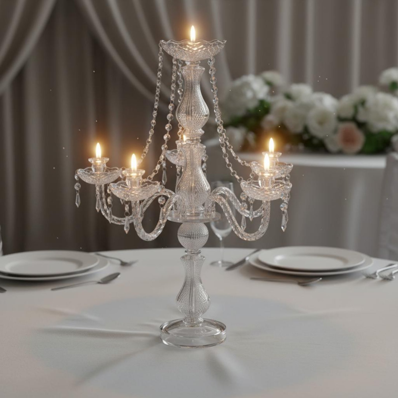 Candelabro de Cristal Elegante - Wedding Decoration Supply avaliação e preço